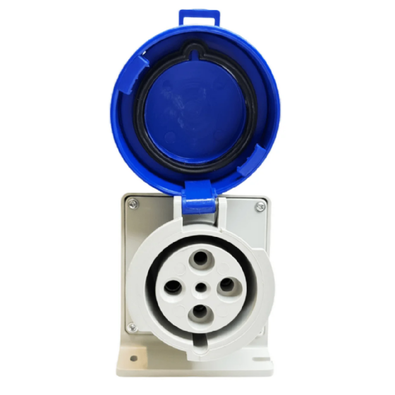 Tomada Sobrepor 3P+T Steck Newkon 63A 250V 9h Azul. Cód: N4509