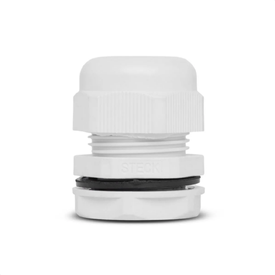 Prensa Cabo Steck PVC Cinza Rosca Métrica M25x1,5 Curta. Cód: S873CI