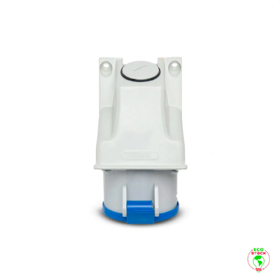 Tomada Sobrepor 2P+T Steck Newkon 32A 250V 6h Azul. Cód: N3206