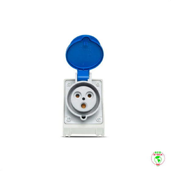 Tomada Sobrepor 2P+T Steck Newkon 32A 250V 6h Azul. Cód: N3206