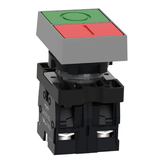Botão Duplo Schneider Easy Harmony XA2 Verde/Vermelho 1NA+1NF. Cód: XA2EA7A3415