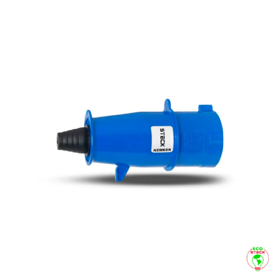Plugue 3P+T Steck Newkon 32A 250V 9h Azul. Cód: N4279