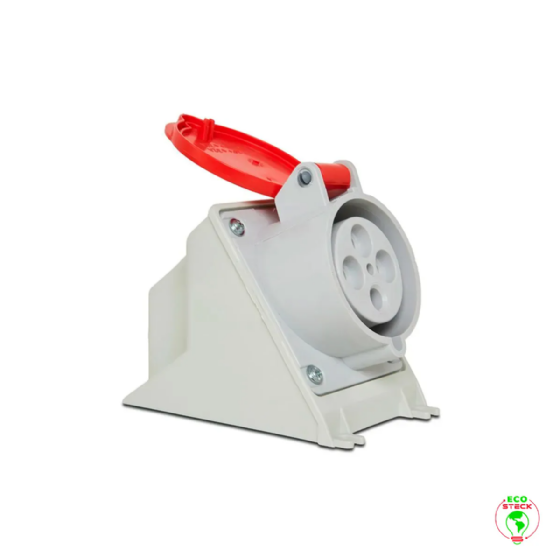 Tomada Sobrepor 3P+T Steck Newkon 32A 440V 6h Vermelho. Cód: N4206