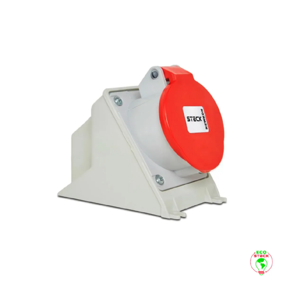 Tomada Sobrepor 3P+T Steck Newkon 32A 440V 6h Vermelho. Cód: N4206